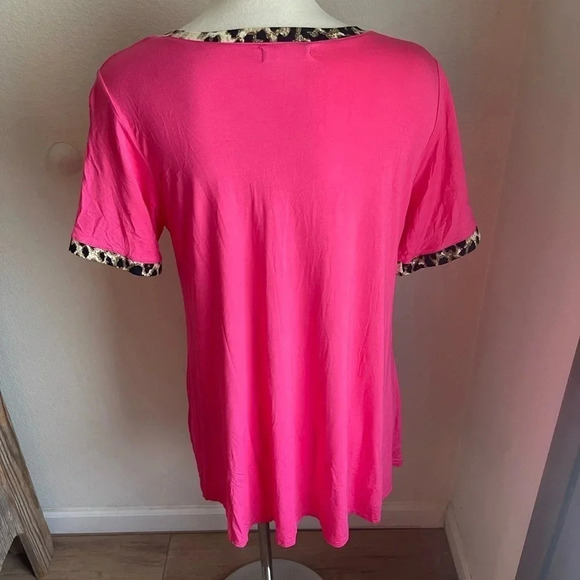 Southern stitch boutique pink and leopard print tunic blouse top size medium new - Picture 4 of 4